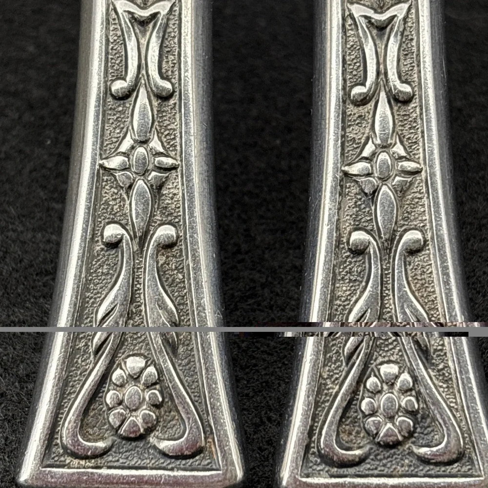 2  Siboney Grand Prix Stainless Modern Hollow Dinner Knives Textured Japan